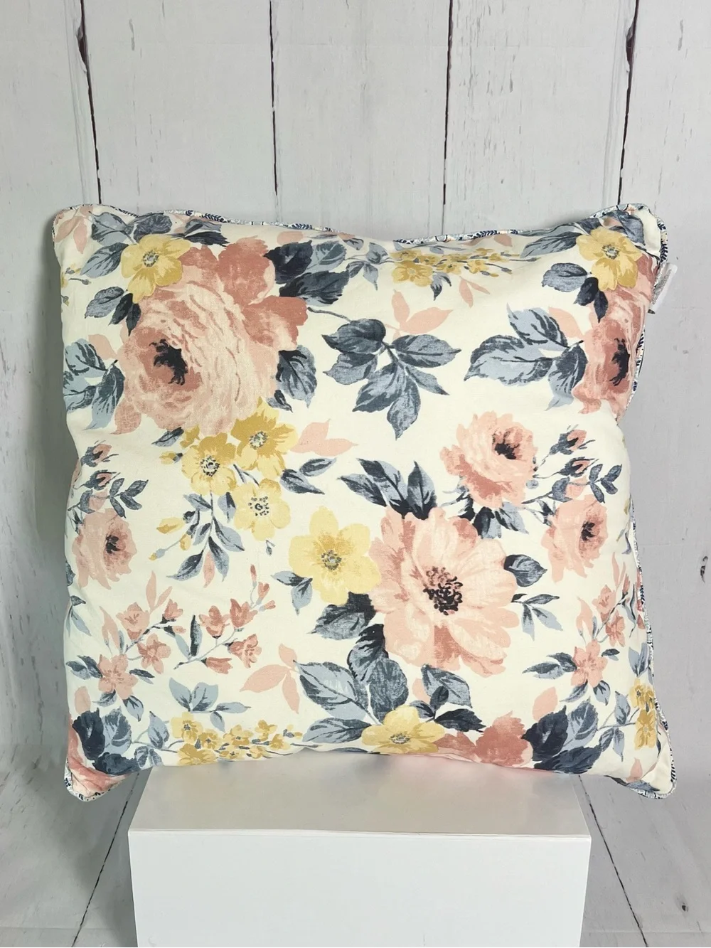 Studio D’Artisan Floral Medallion Reversible Throw Pillows Set of 2 Blush Blue